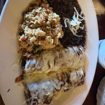 Jose Tejas - Jose's special pulled beef enchilada with BLACK BEANS & JOSE'S RICEblack - Cajun/Creole Near Me - Iselin, New Jersey
