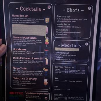 Retro Game Bar - Drink menu - Cocktail Bars Near Me - Portland, Oregon Retro Game Bar - Drink menu - Cocktail Bars Near Me - Portland, Oregon
