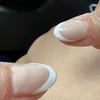 Allure Beauty Bar - Left and right thumb is different sizing in french tip - Nail Salons Near Me - Queens, New York Allure Beauty Bar - Left and right thumb is different sizing in french tip - Nail Salons Near Me - Queens, New York