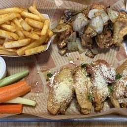 Salt and pepper wings and Garlic Parmesan