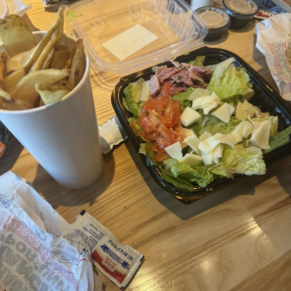 Salad and fries Salad and fries