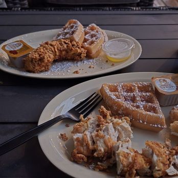 Mom's Chicken and Waffles - Chicken and waffles plate (split between 2 kids) Chicken and Waffle Plate - New American Near Me - San Diego, California