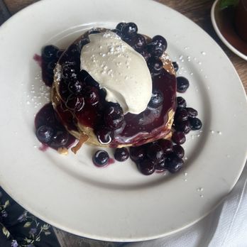 Gjelina - Blueberry Buckwheat Pancakes, Blueberry Compote & Creme Fraiche - New American Near Me - Venice, California Gjelina - Blueberry Buckwheat Pancakes, Blueberry Compote & Creme Fraiche - New American Near Me - Venice, California