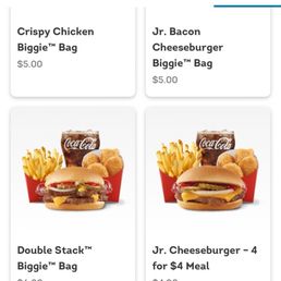 The biggie bag that you can order online for $6... go thru drive thru and it's $8!!! The biggie bag that you can order online for $6... go thru drive thru and it's $8!!!