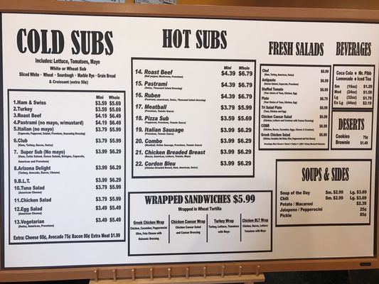 Menu photo 3 The Sub Shop Phoenix, AZ