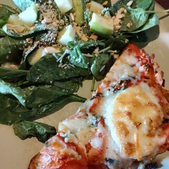 Kitchen Sync - Tomato pie seasonal with Spinach Apple cashew salad - Pizza Near Me - Greenville, South Carolina Kitchen Sync - Tomato pie seasonal with Spinach Apple cashew salad - Pizza Near Me - Greenville, South Carolina