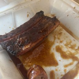 Ribs and bison sausage. We ate it all!