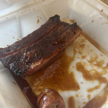 Firehole Bar-B-Que - Ribs and bison sausage. We ate it all! - Barbeque Near Me - West Yellowstone, Montana