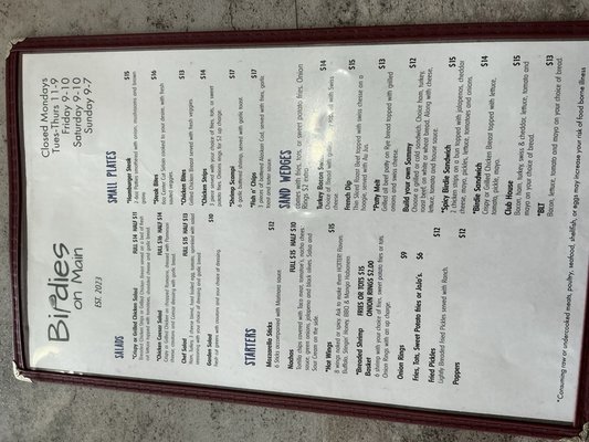 Menu photo 2 Birdies on Main Warden, WA