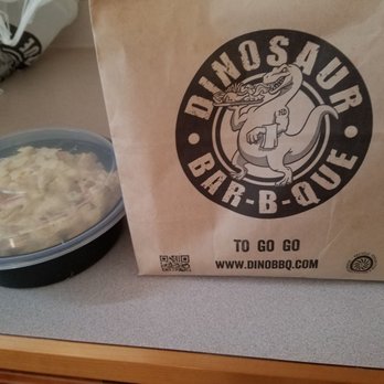 Dinosaur Bar-B-Que - Cute brown bag and macaroni salad. - Barbeque Near Me - Rochester, New York Dinosaur Bar-B-Que - Cute brown bag and macaroni salad. - Barbeque Near Me - Rochester, New York