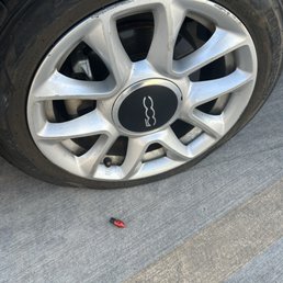My flat tire that their machines made flat. My flat tire that their machines made flat.