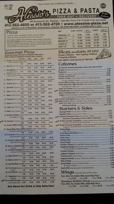 Menu photo 2 Alessio's Pizza Westfield, MA Menu photo 2 Alessio's Pizza Westfield, MA