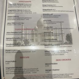 Vegan menu Vegan menu