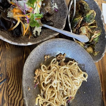 Dumpling Home - House Special Sesame Paste Noodle, Wood and Silver Ear Mushrooms, Brussel Sprouts with Truffle Salt - Dim Sum Near Me - San Francisco, California
