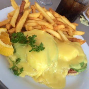 Schooner or Later - Eggs Benny w/ Fries instead of hash browns - Sandwiches Near Me - Long Beach, California
