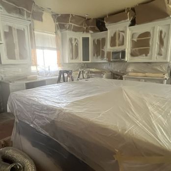 Julio’s Painting - The kitchen taped off. - Painters Near Me Julio’s Painting - The kitchen taped off. - Painters Near Me