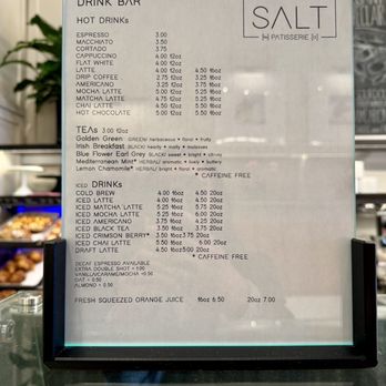 SALT Patisserie - Drink menu - Patisserie/Cake Shop Near Me - Newton, Massachusetts SALT Patisserie - Drink menu - Patisserie/Cake Shop Near Me - Newton, Massachusetts