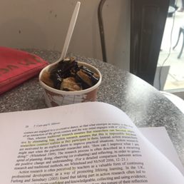 Study date with my churro bits covered in chocolate :)