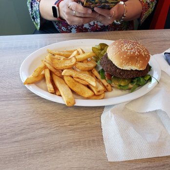 Pita Shop - Falafel burger with steak fries - Middle Eastern Near Me - Hollywood, Florida Pita Shop - Falafel burger with steak fries - Middle Eastern Near Me - Hollywood, Florida