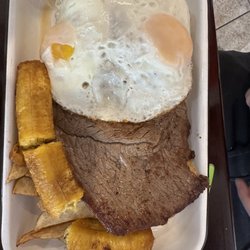 Peru Food Las Amazonas - Steak, egg, and rice with fries & plantain