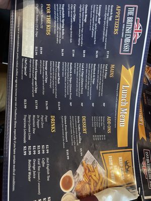 Menu photo 1 The British Embassy Fish and Chips Richmond, VA Menu photo 1 The British Embassy Fish and Chips Richmond, VA