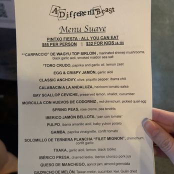 A Different Beast - Menu - Suave - Tapas/Small Plates Near Me - Las Vegas, Nevada