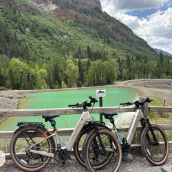 Telluride Sports - Camel's Garden - E-bikes parked near Bridal Falls trail