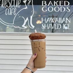 The Rescue Cafe - Specialty iced coffee from October and a pumpkin donut