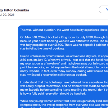 DoubleTree by Hilton Hotel Columbia - Picture 2 - without question, the worst hospitality experience I have ever had.    On March 31, 2026, I booked a King room for July 17-20... - Hotels Near Me - Columbia, Maryland