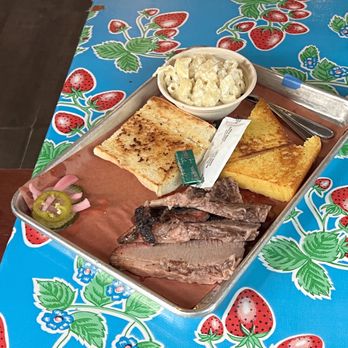 Aptos St BBQ - brisket with cornbread and white mac-n-cheese. - Barbeque Near Me - Aptos, California