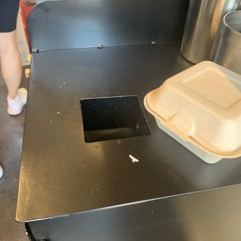Berdena's - Strange trash design. Most things do not fit into the opening - Coffee & Tea Near Me - Scottsdale, Arizona