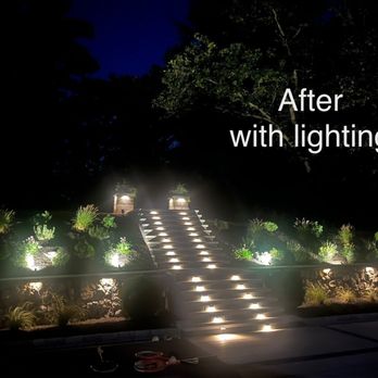 Fresh Landscaping And Masonry - New patio at night with lighting on timer. - Masonry/Concrete Near Me