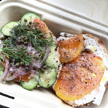 Courage Bagels - Walk through the garden and tomato bagel - Bagels Near Me - Los Angeles, California