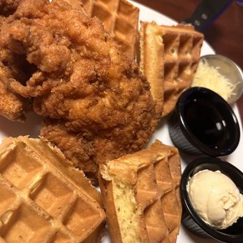 Jasper's - Fried Chicken & Waffles -the chicken was so well seasoned that I didn't even need to add salt! And the waffle was perfect! Light and fluffy! - American Near Me - Upper Marlboro, Maryland