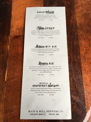 Menu photo 8 Main & Mill Brewing Company Festus, MO