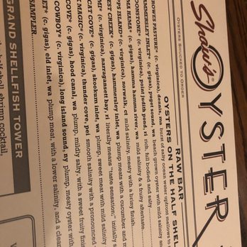 Shaw's Crab House - Oyster menu - Seafood Near Me - Chicago, Illinois Shaw's Crab House - Oyster menu - Seafood Near Me - Chicago, Illinois