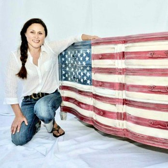 Twins Chic - American Flag dresser custom painting - Furniture Repair Near Me - Ipswich, Massachusetts
