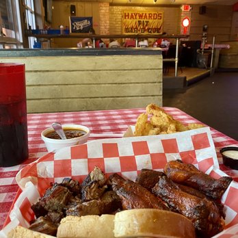 Hayward's Pit Bar-B-Que - This is the Burnt Ends and Wings Platter. - Barbeque Near Me - Shawnee, Kansas