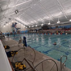 Tualatin Hills Park & Recreation District-Aquatic Center - Ample seating overlooking the length of the pool.