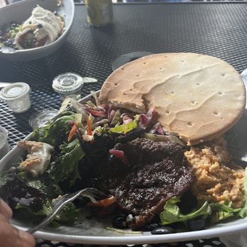 Pinched on the River - This is the bowl with customized items picked. The pita is gluten free - Mediterranean Near Me - Chicago, Illinois Pinched on the River - This is the bowl with customized items picked. The pita is gluten free - Mediterranean Near Me - Chicago, Illinois