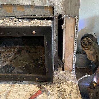 Top Hat Chimney - Sheetrock and 2x4's within 6 inches of the wood burning stove. Not safe or up to code. - Chimney Sweeps Near Me Top Hat Chimney - Sheetrock and 2x4's within 6 inches of the wood burning stove. Not safe or up to code. - Chimney Sweeps Near Me