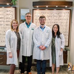 Burlington Eyecare - The Burlington Eyecare optometrists. From left to right: Dr. Lauren Tabone, Dr. Mark Germain, Dr. Ryan Cavaliere, and Dr. Krystal Chee.