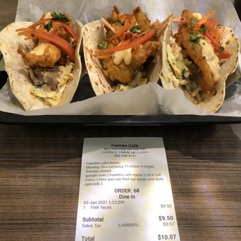 Fuentes Cafe - I got the Fish tacos since another person said it was one of the best he has eaten. I have to agree. Very well prepared and tasty. - Cafes Near Me - Lutherville-Timonium, Maryland