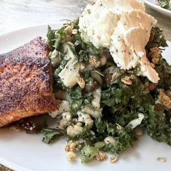Farmhouse Kitchen - Boca Raton - Yeah Kale Salad With Salmon  Yeah Kale   Kale Yeah - New American Near Me - Boca Raton, Florida