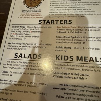 Copper Penny - Menu - American Near Me - Wilmington, North Carolina