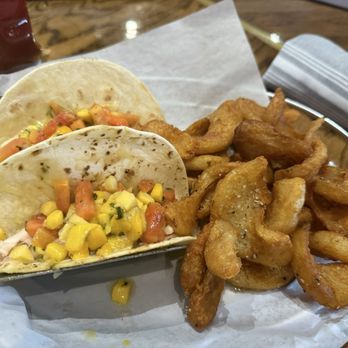 Slick Lips - Fish tacos with the house fries. - Seafood Near Me - Pensacola, Florida