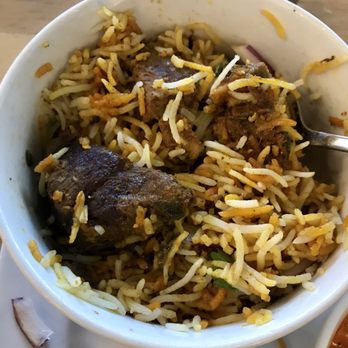Bawarchi Indian Cuisine - Mutton biryani.  I already ate some of it but just to show the good amount of meat. - Indian Near Me - Richardson, Texas