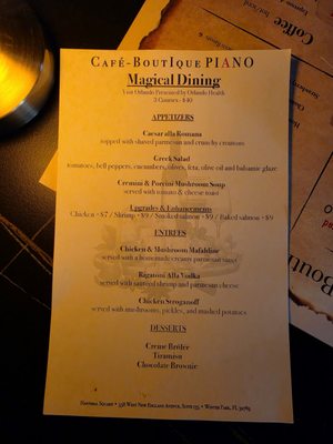 Menu photo 2 Cafe-Boutique Piano Winter Park, FL