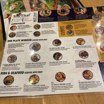 Too Thai Street Eats - One side of the menu - Thai Near Me - Carrollton, Texas