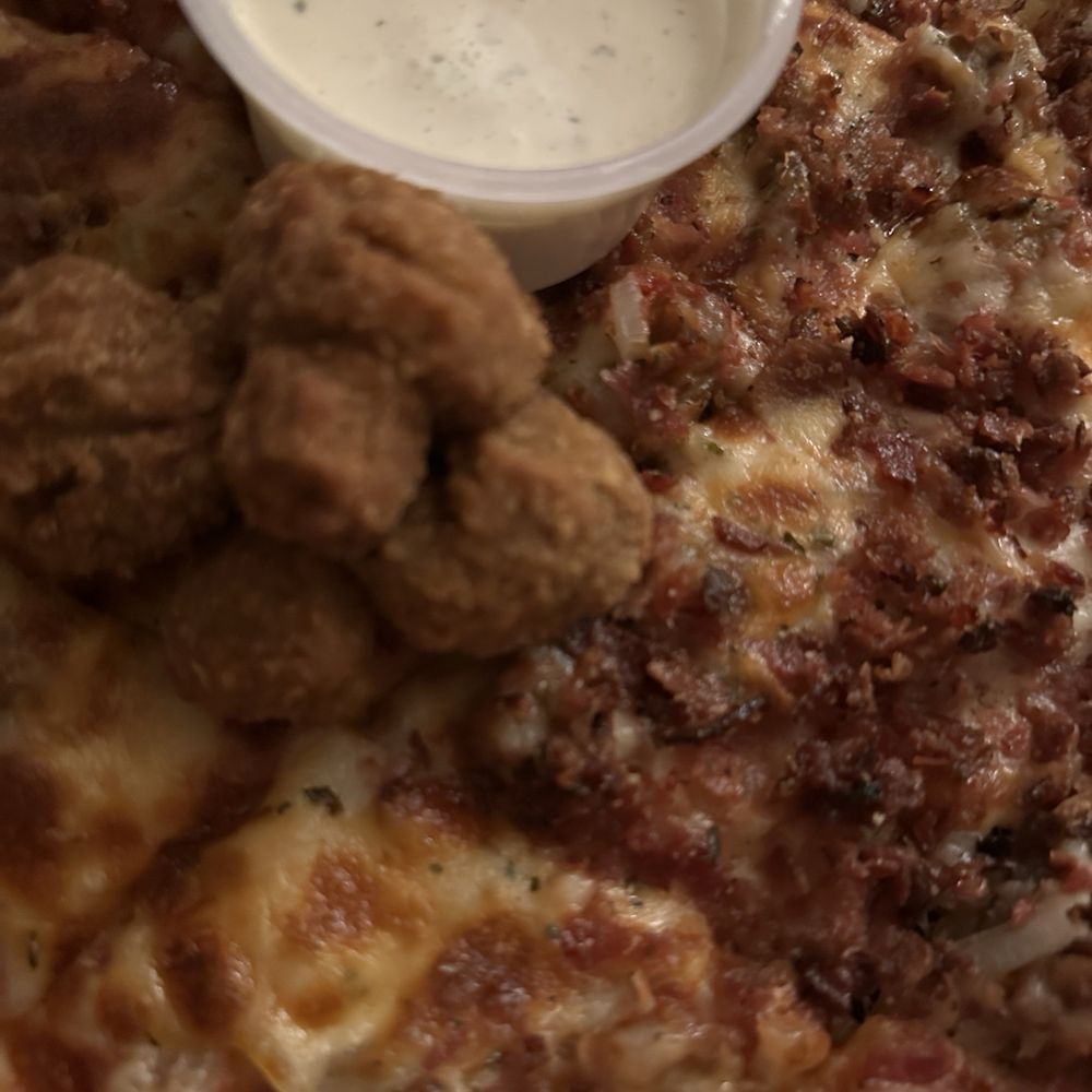 Rosati's Pizza - SOB: Sausage, Onion, Bacon with pizza sauce, cooked well done. Mushrooms with ranch - Pizza Near Me - Arlington Heights, Illinois Rosati's Pizza - SOB: Sausage, Onion, Bacon with pizza sauce, cooked well done. Mushrooms with ranch - Pizza Near Me - Arlington Heights, Illinois